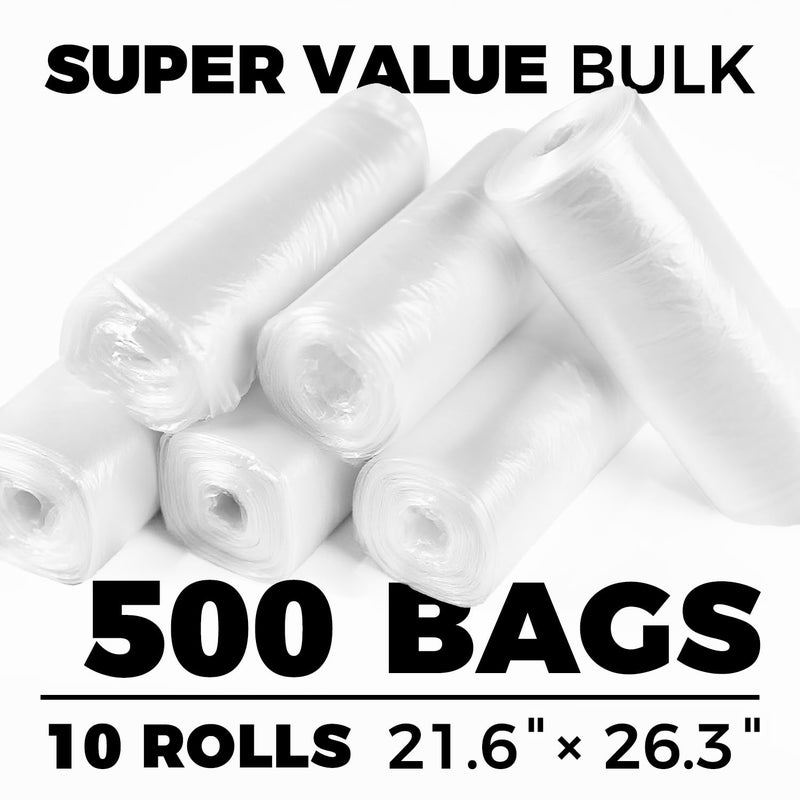Ginkgo 6-8 Gallon Medium Trash Bags 500 Count Super Value Bulk Kitchen Garbage Bags Unscented Clear Wastebasket Bin Liners - Image 2